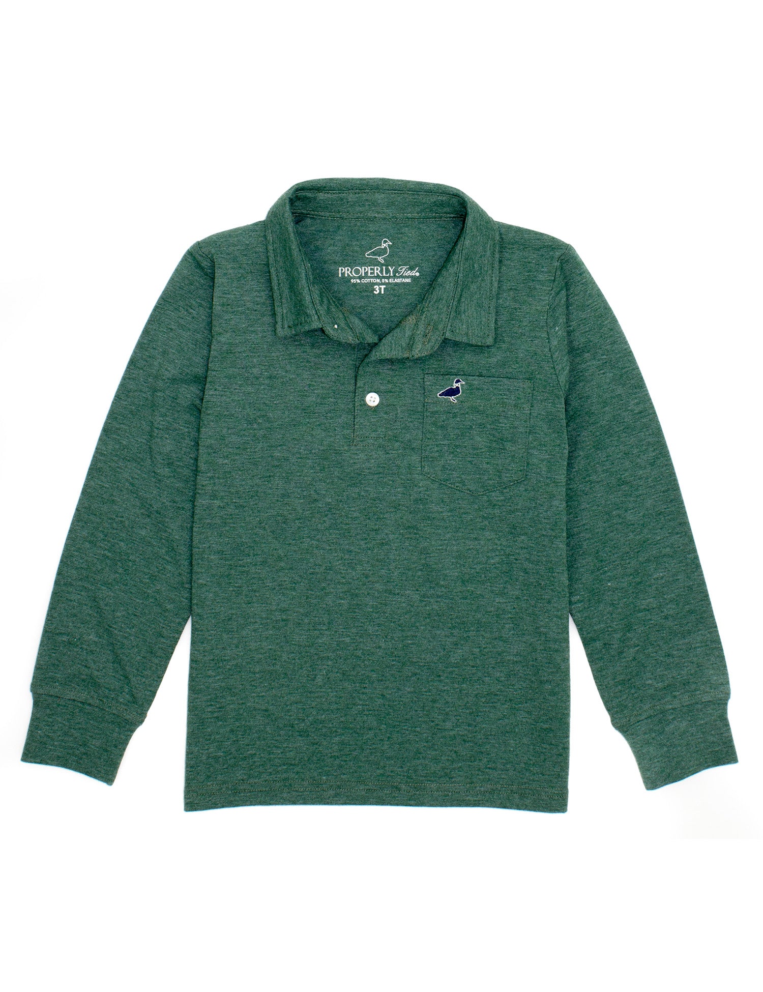 Boys Harrison Pocket Polo LS Hunter Green