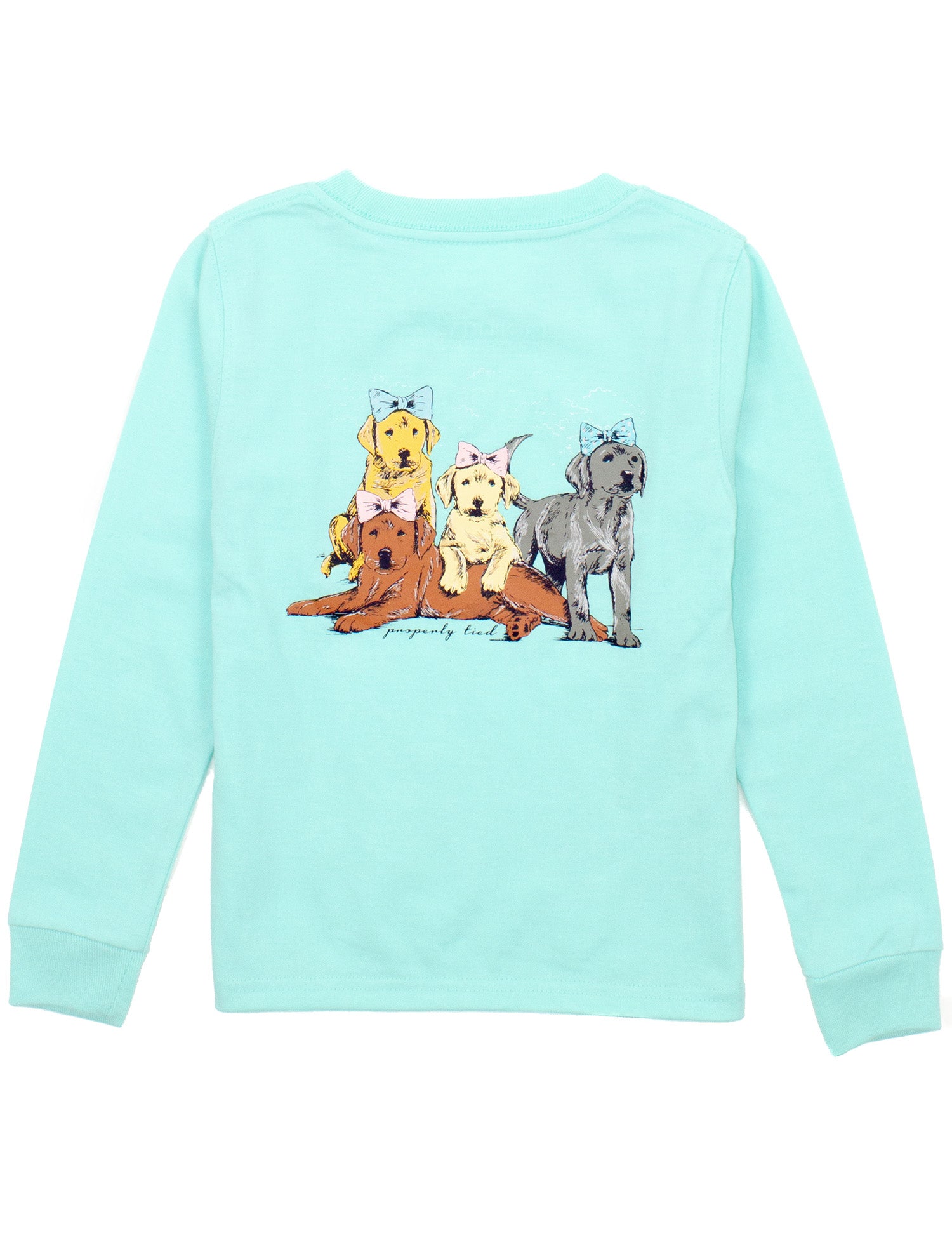 Girls Puppy Pile LS Seafoam