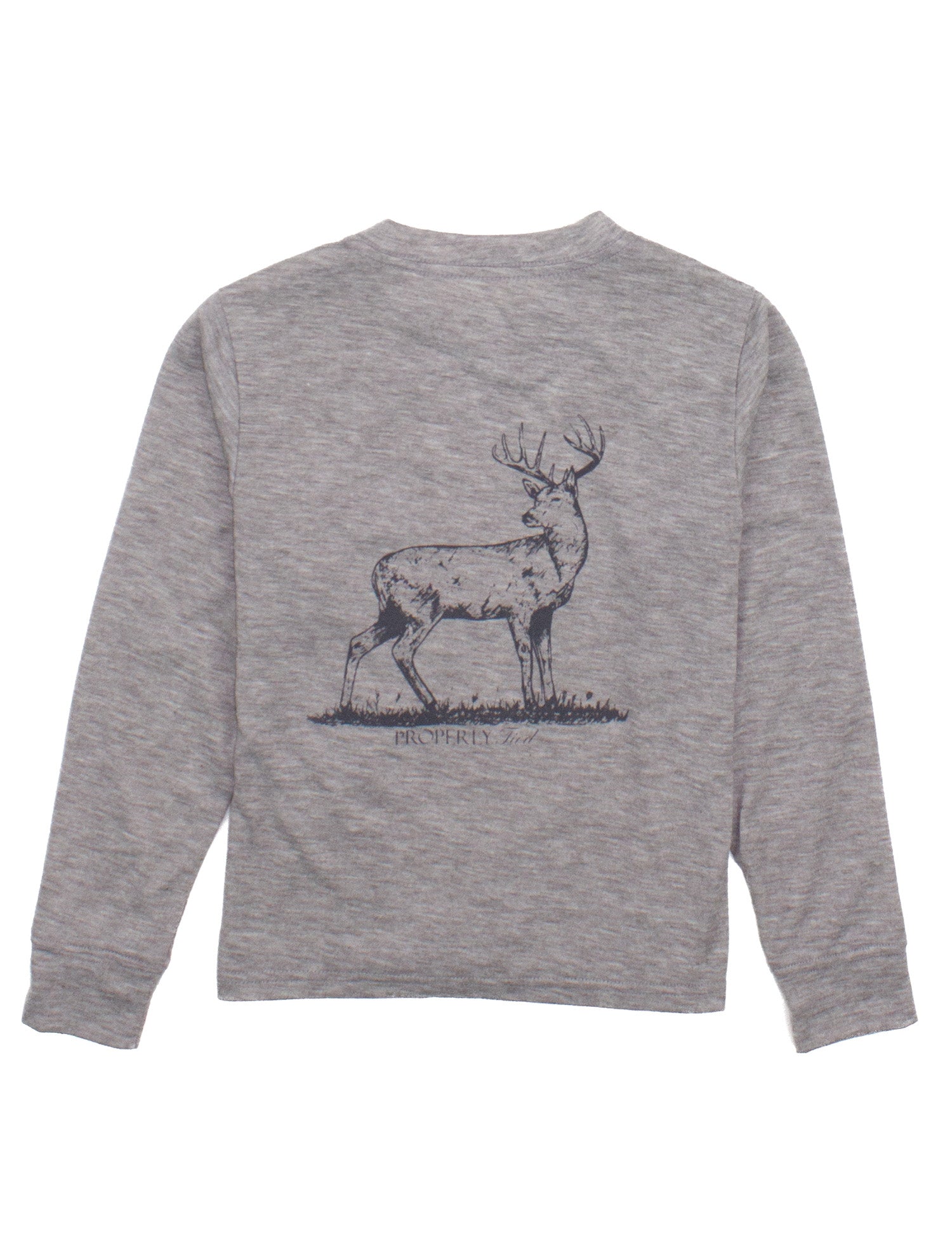 Boys Portland Pocket Tee LS Whitetail Light Heather Grey