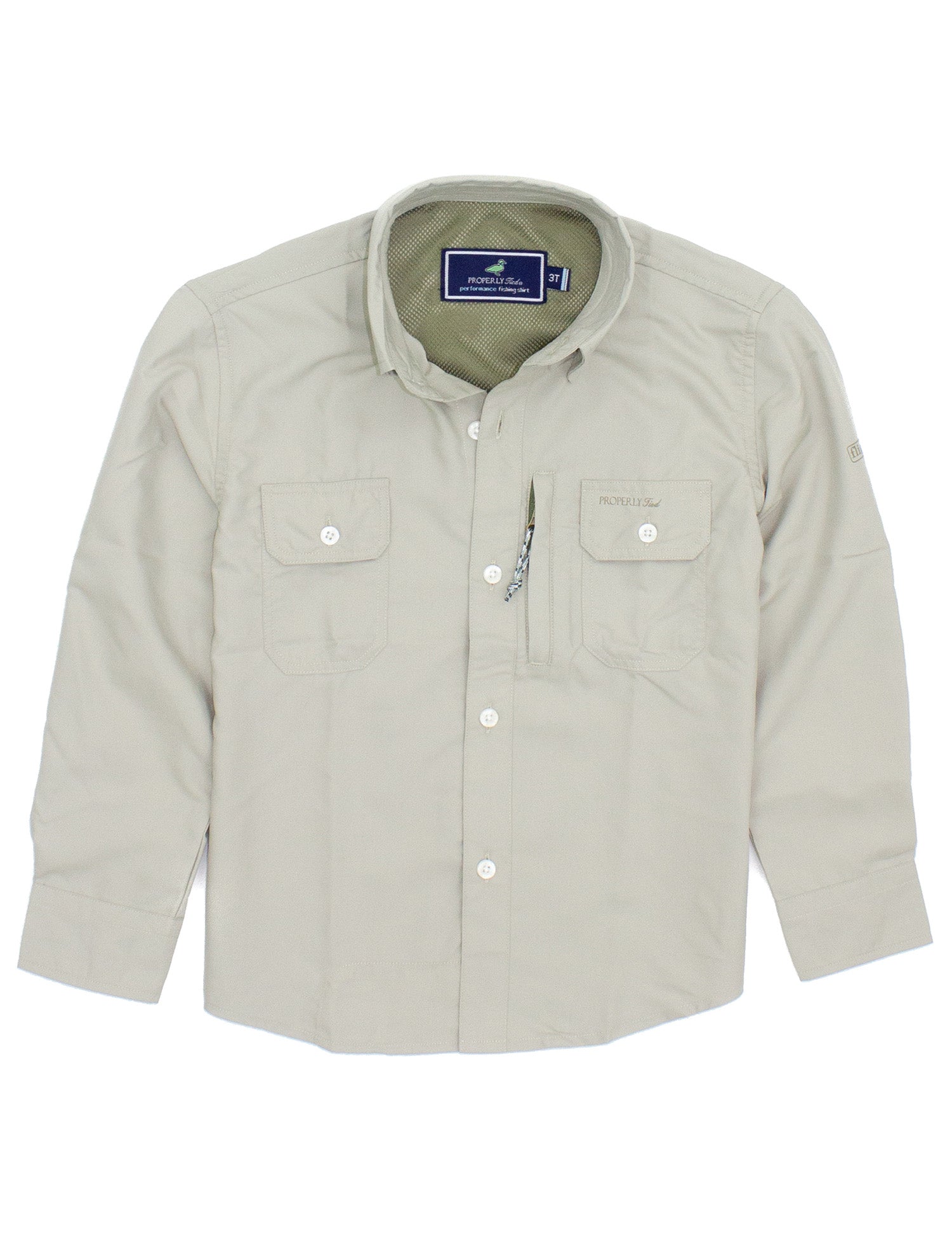 Boys Offshore Fishing Shirt Khaki