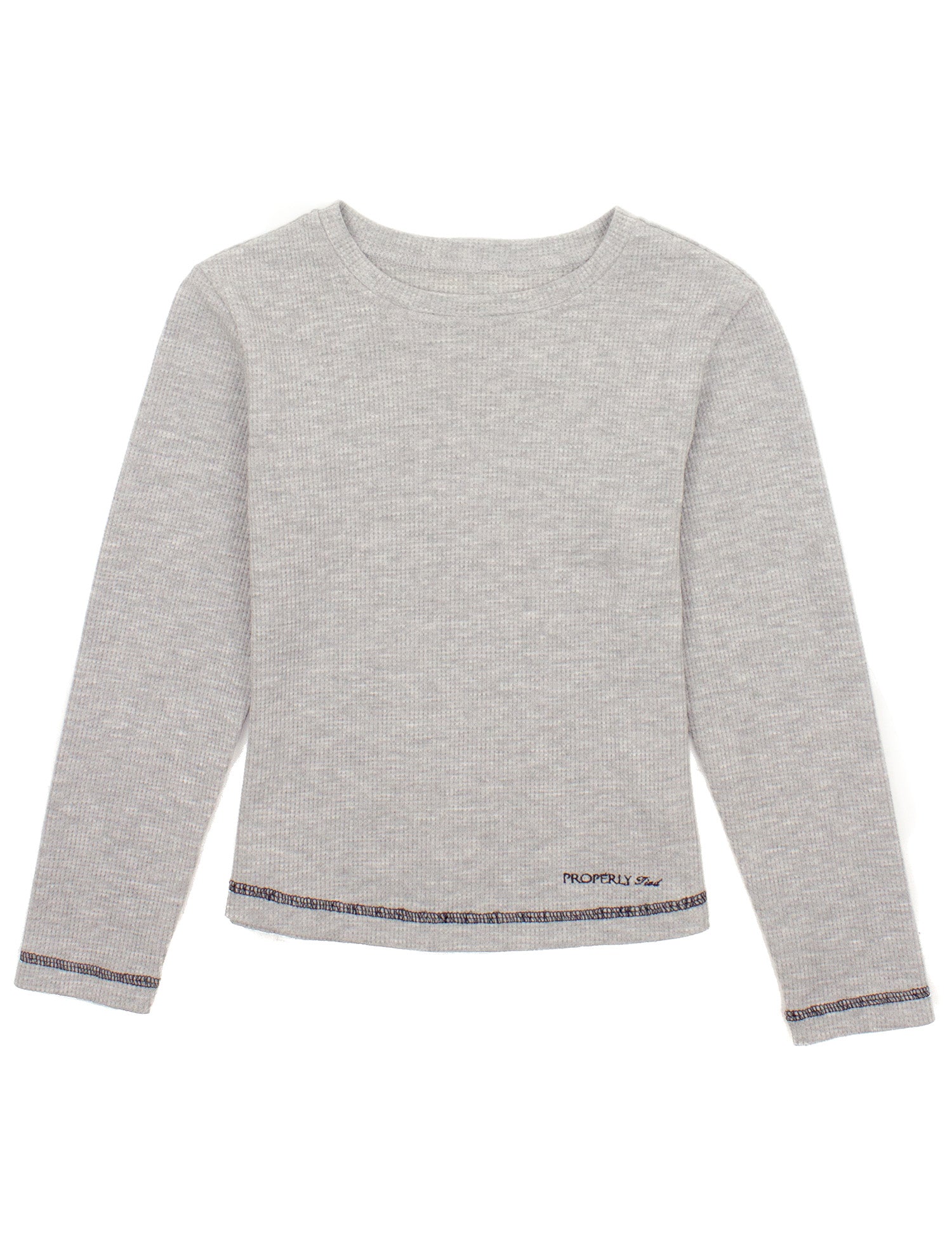 Girls Sophie Waffle Tee Light Heather Grey