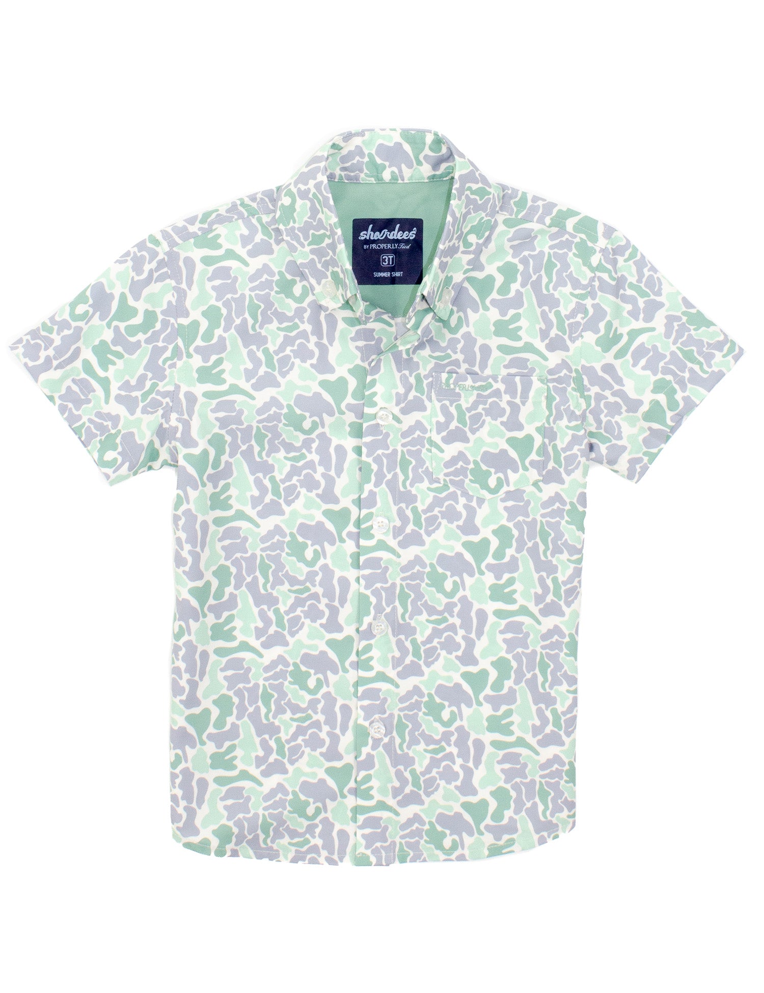 Boys Shordees Summer Shirt Sage Camo